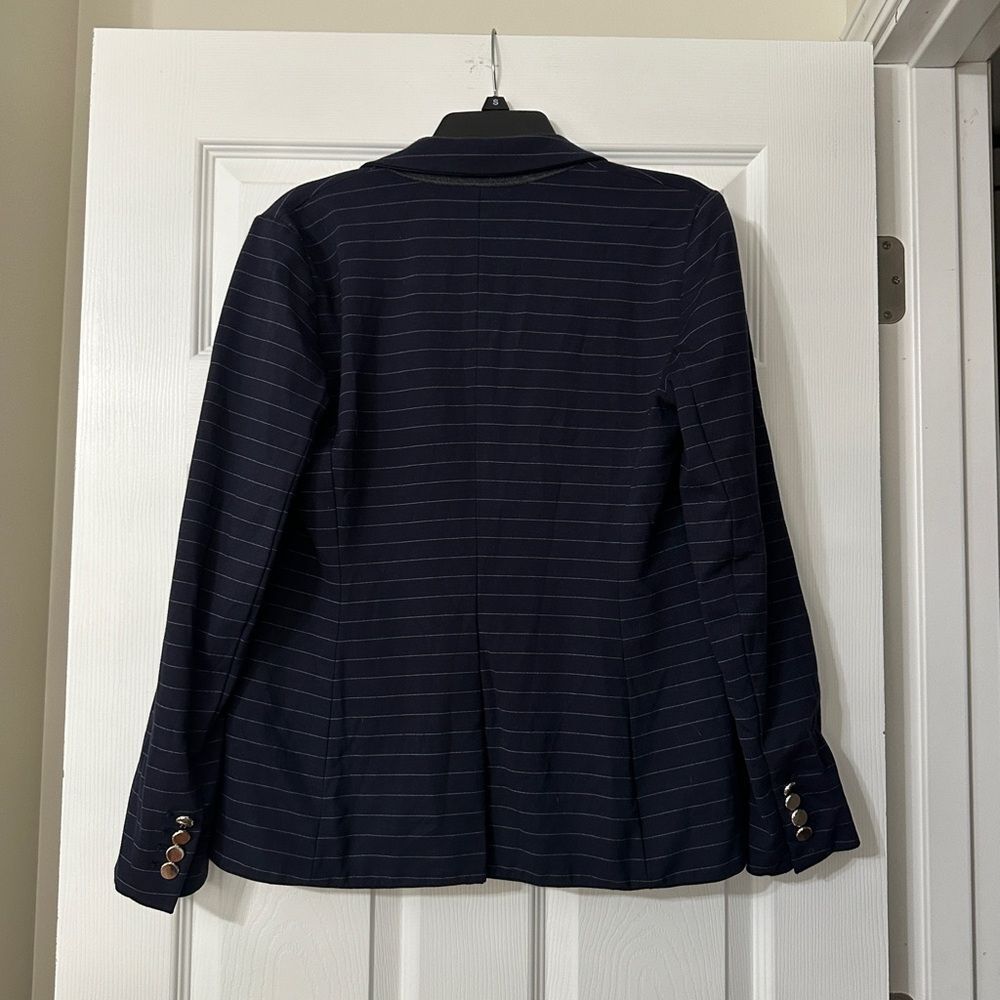 Ann Taylor Navy Pinstripe Blazer Jacket | Size 4 - Picture 3 of 5